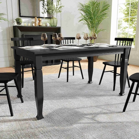 Flash Furniture Grace 60in. Solid Wood Dining Table w/Turned Wooden Legs, HD Rectangle Wood Table for 6, Black KER-T-799-BLK-60-GG